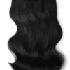 Jet Black (#1) Double Wefted Full Head Clip In Hair Extensions