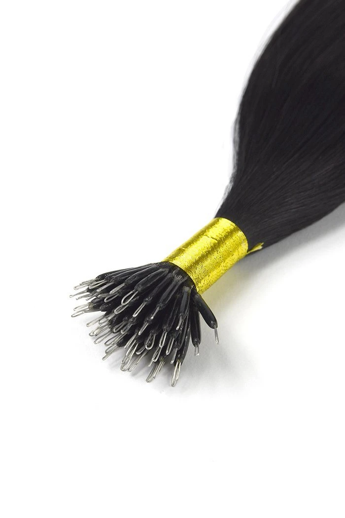 Jet Black (#1) Nano Ring Hair Extensions - Image 2