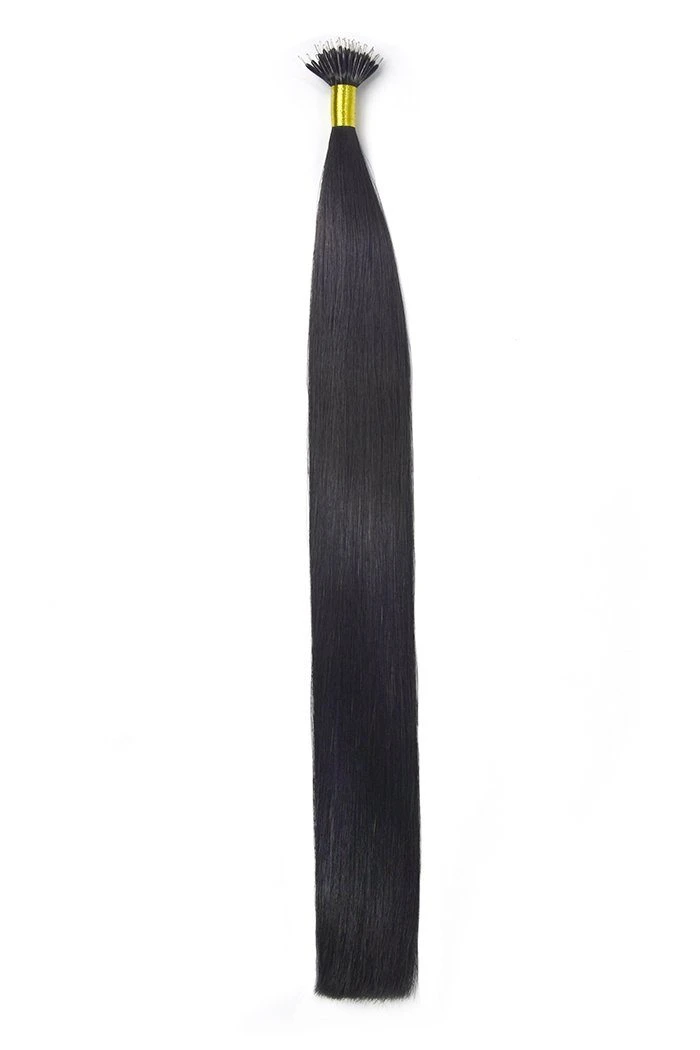Jet Black (#1) Nano Ring Hair Extensions