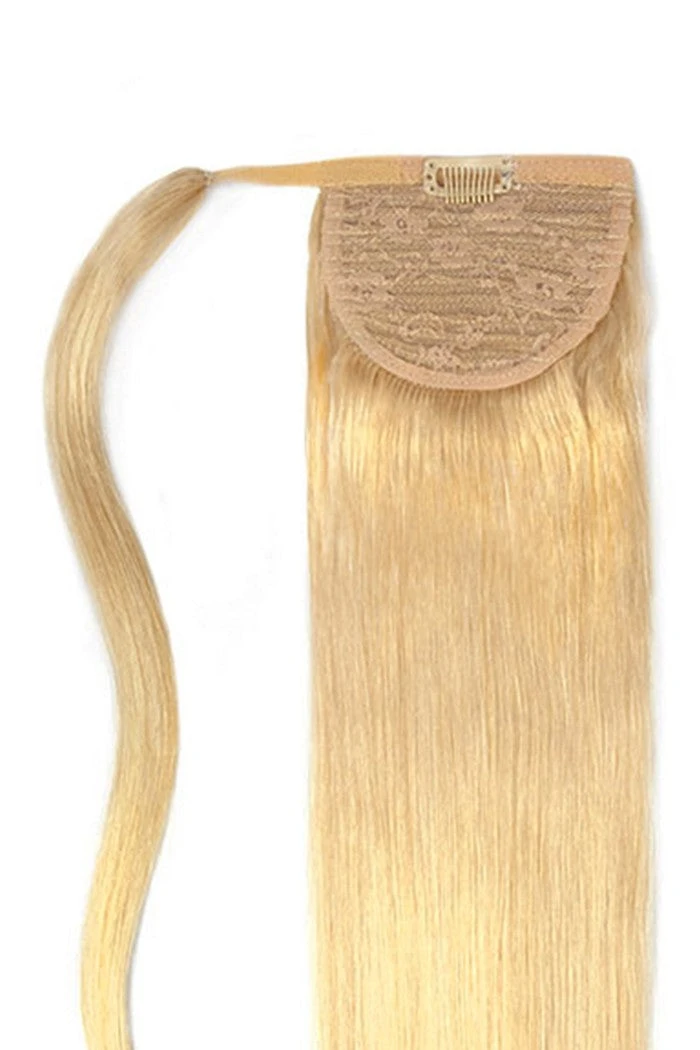 Light Golden Blonde (#16) Straight Up Wrap Around Ponytail Extension - Image 2