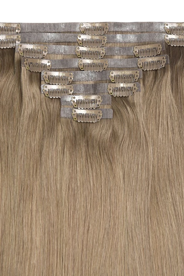 Lightest Brown (#18) Double Drawn Seamless Clip In Hair Extensions - Image 3