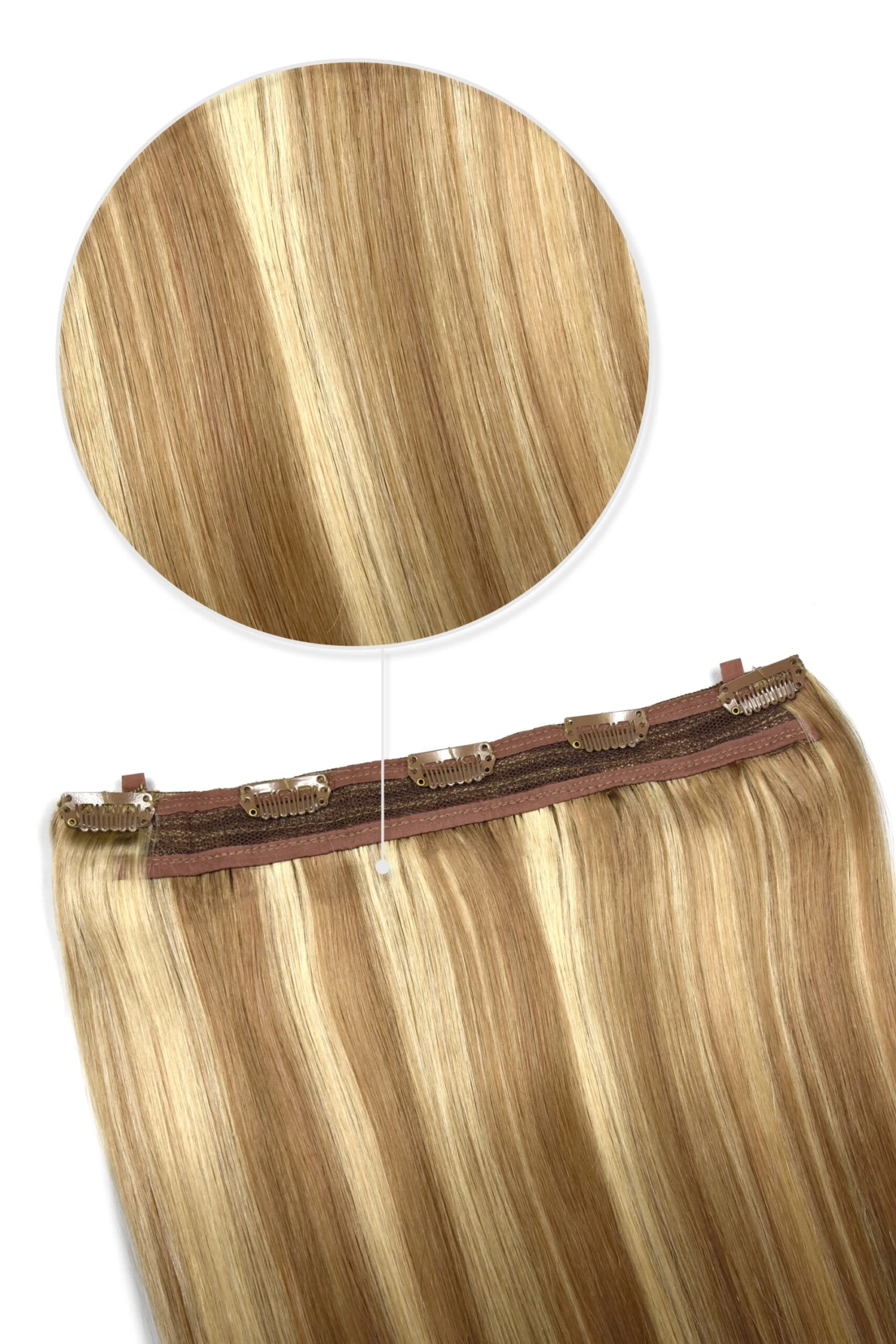 Biscuit Blondey (#18/613) Quad Weft Clip In One Piece Hair Extensions