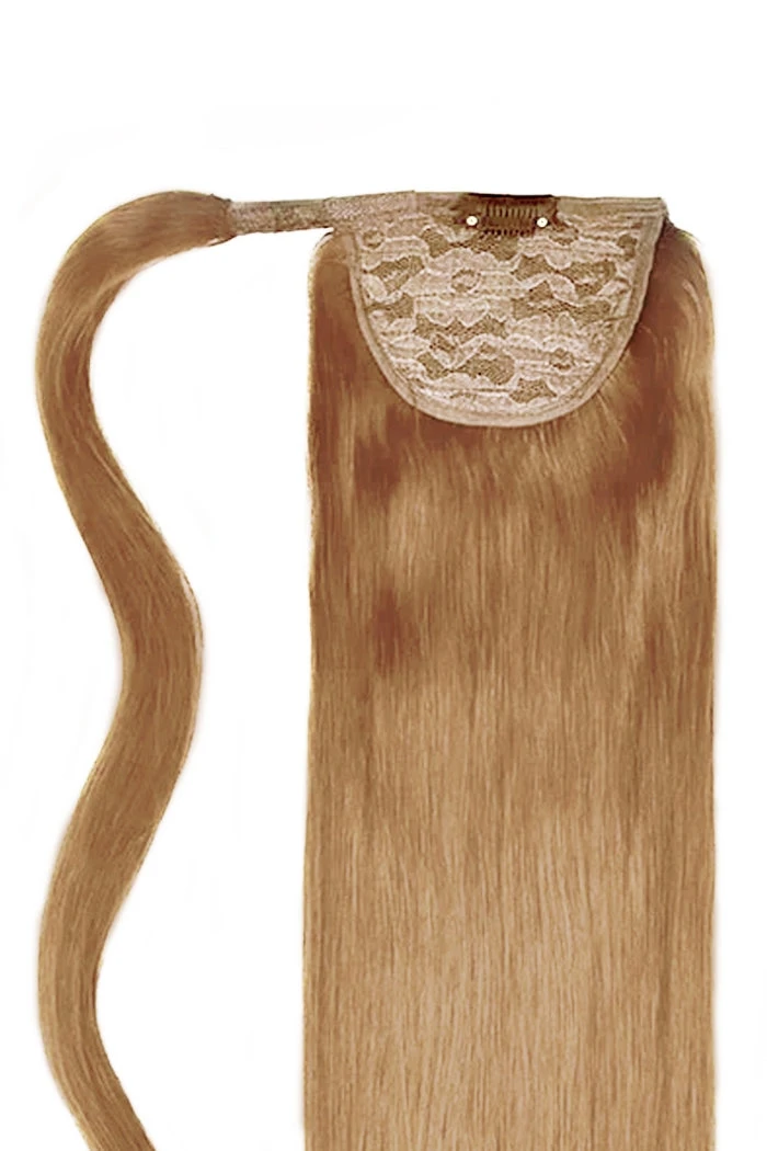 Lightest Brown (#18) Straight Up Wrap Around Ponytail Extension - Image 2