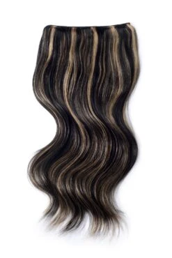 Double Wefted Full Head Remy Clip In Human Hair Extensions - Natural Black/Blonde Mix (#1B/27)