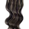 Double Wefted Full Head Remy Clip In Human Hair Extensions - Natural Black/Blonde Mix (#1B/613)