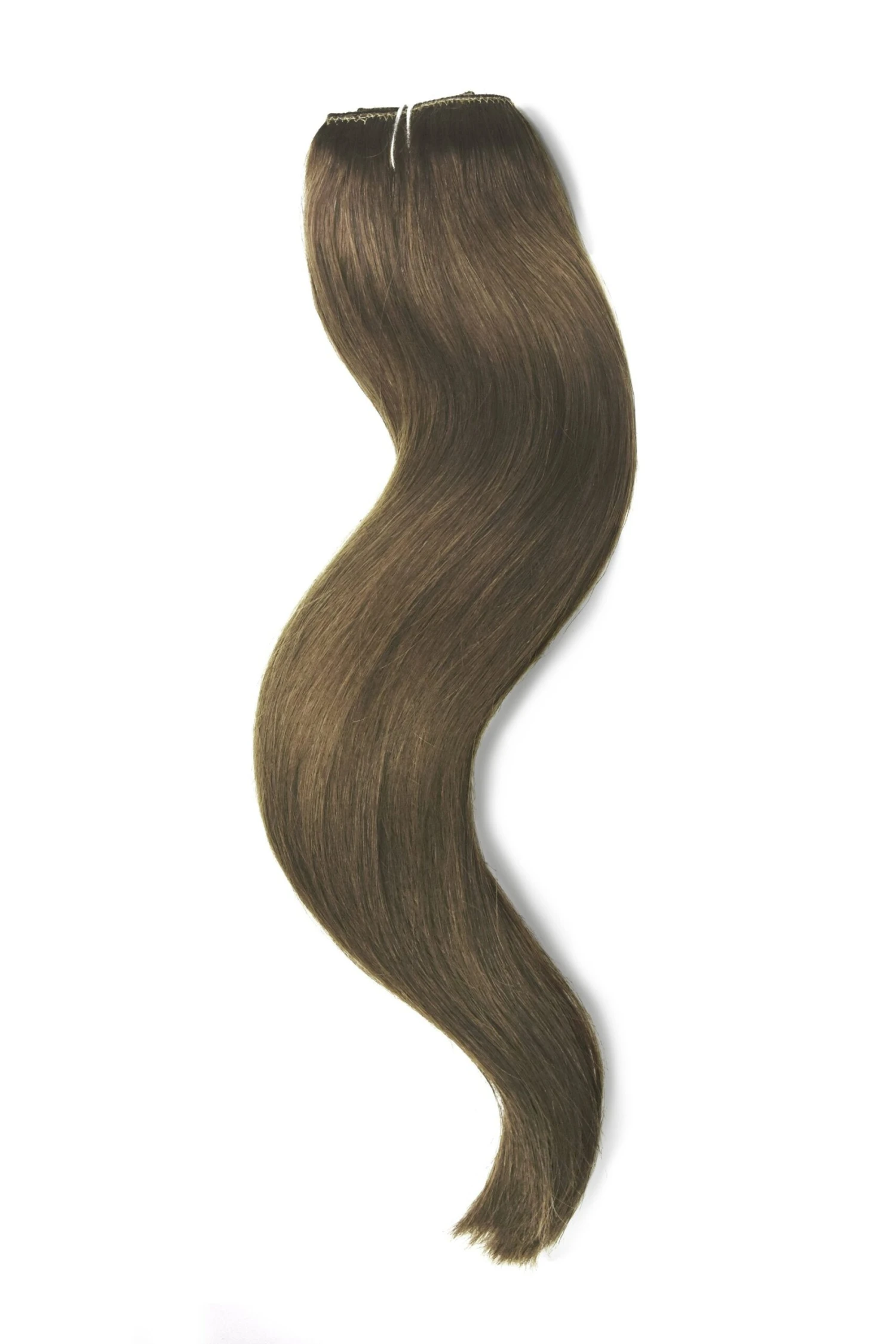 Medium Ash Brown (#8) Quad Weft Clip In One Piece Hair Extensions - Image 2