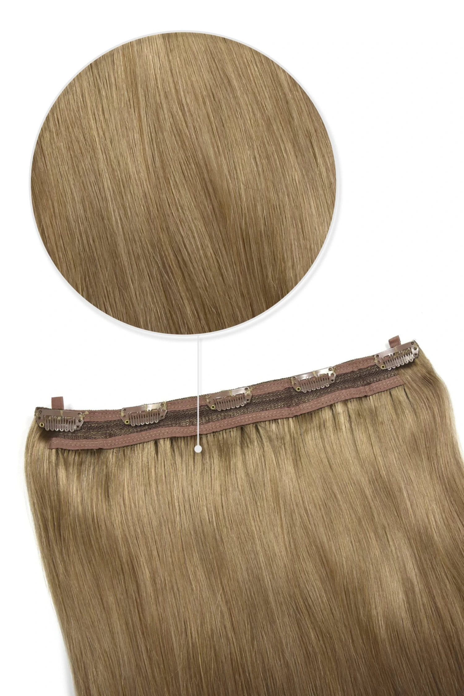 Lightest Brown (#18) Quad Weft Clip In One Piece Hair Extensions