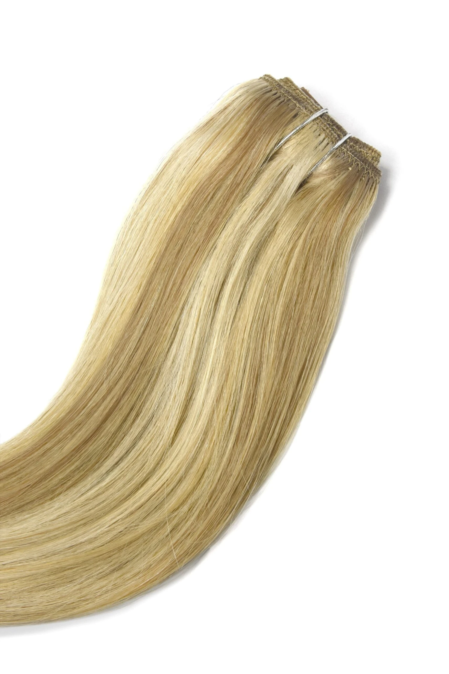 Natural Sandy Blonde (#12/16/613) Quad Weft Clip In One Piece Hair Extensions - Image 3