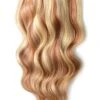 Strawberry/Auburn/Bleach Blonde Mix (#27/33/613) Double Wefted Full Head Clip In Hair Extensions