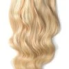 Double Wefted Full Head Remy Clip In Human Hair Extensions - Peaches & Cream (#27/613)