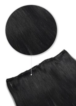 Jet Black (#1) One Piece Clip In Hair Extensions (Top-Up)