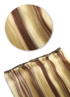 Strawberry Blonde/Auburn/Bleach Blonde Mix (#27/33/613) One Piece Clip In Hair Extensions (Top-Up)
