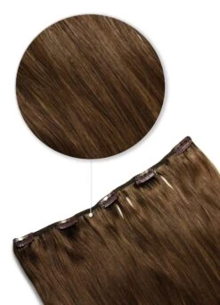 Light/Chestnut Brown (#6) One Piece Clip In Hair Extensions (Top-Up)