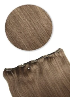 Medium Ash Brown (#8) One Piece Clip In Hair Extensions (Top-Up)