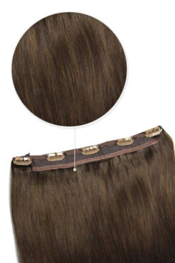 Medium Brown (#4) Quad Weft Clip In One Piece Hair Extensions