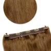 Light/Chestnut Brown (#6) Quad Weft Clip In One Piece Hair Extensions