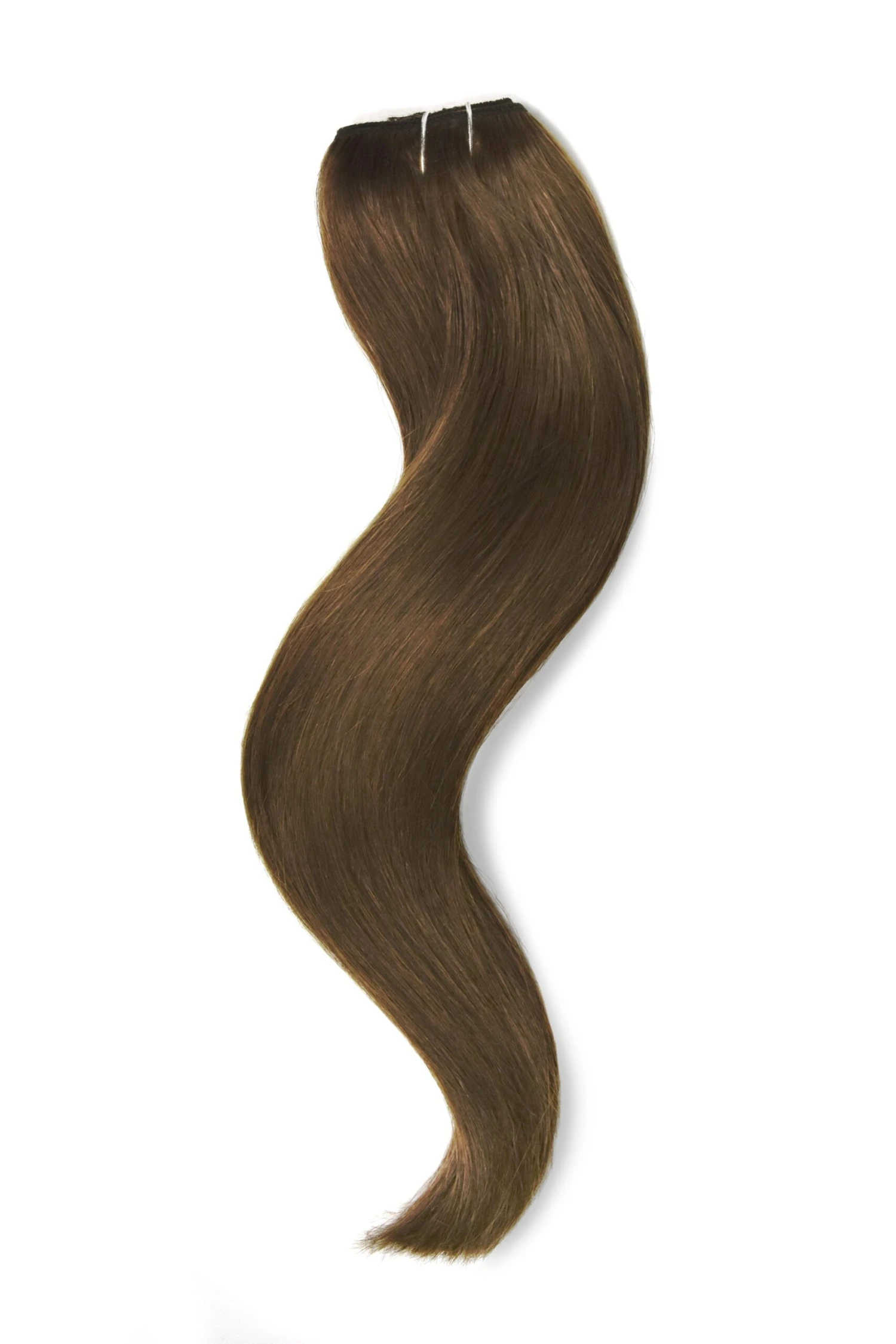 Light/Chestnut Brown (#6) Quad Weft Clip In One Piece Hair Extensions - Image 3