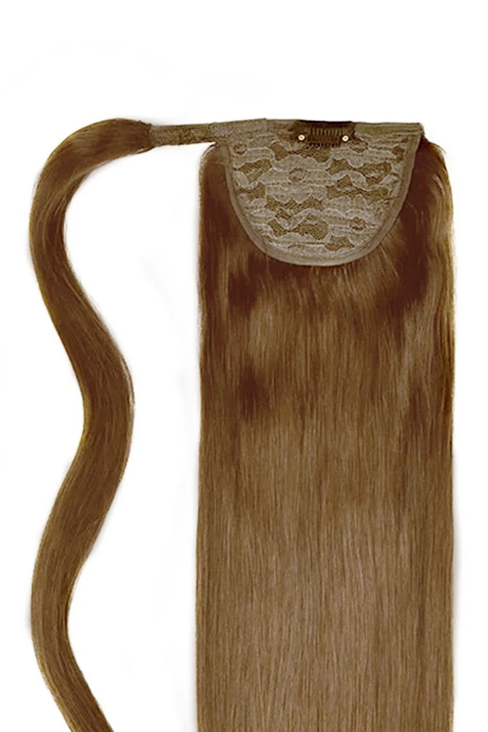 Light/Chestnut Brown (#6) Straight Up Wrap Around Ponytail - Image 2