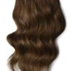 Light/Chestnut Brown (#6) Double Wefted Full Head Clip In Hair Extensions