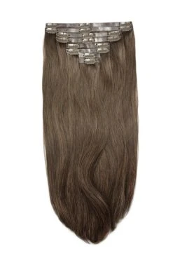 Medium Ash Brown (#8) Double Drawn Seamless Clip In Hair Extensions