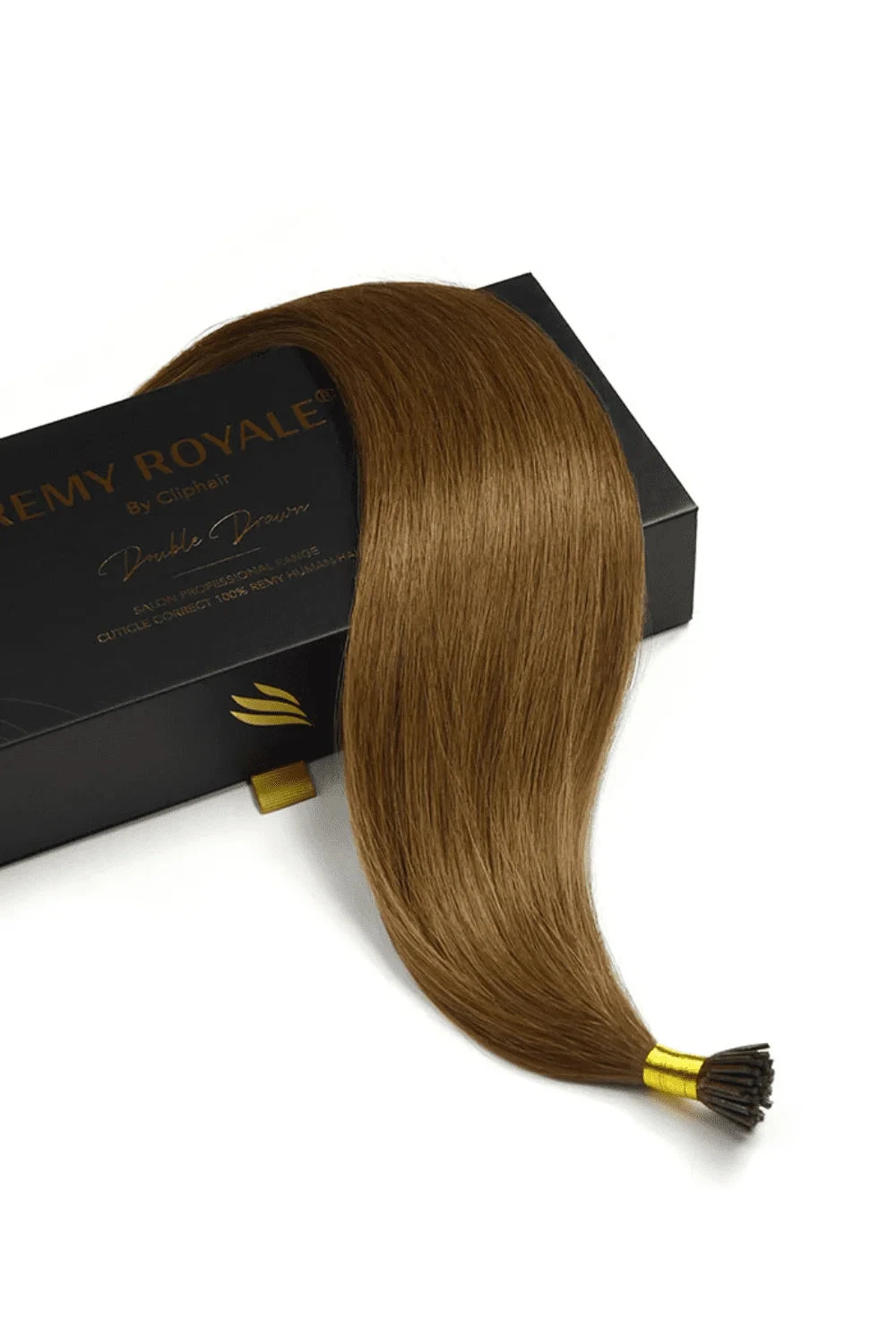 Medium Ash Brown (#8) Remy Royal I-Tips Hair Extensions - Image 3