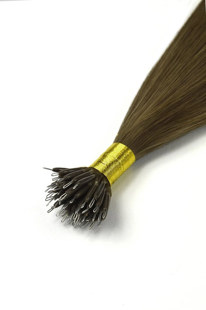 Medium Ash Brown (#8) Nano Ring Hair Extensions - Image 2