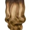 Double Wefted Full Head Clip In Hair Extensions - Chestnut Honey Balayage