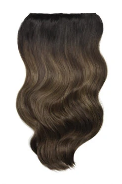 Double Wefted Full Head Espresso Melt Balayage Clip In Hair Extensions