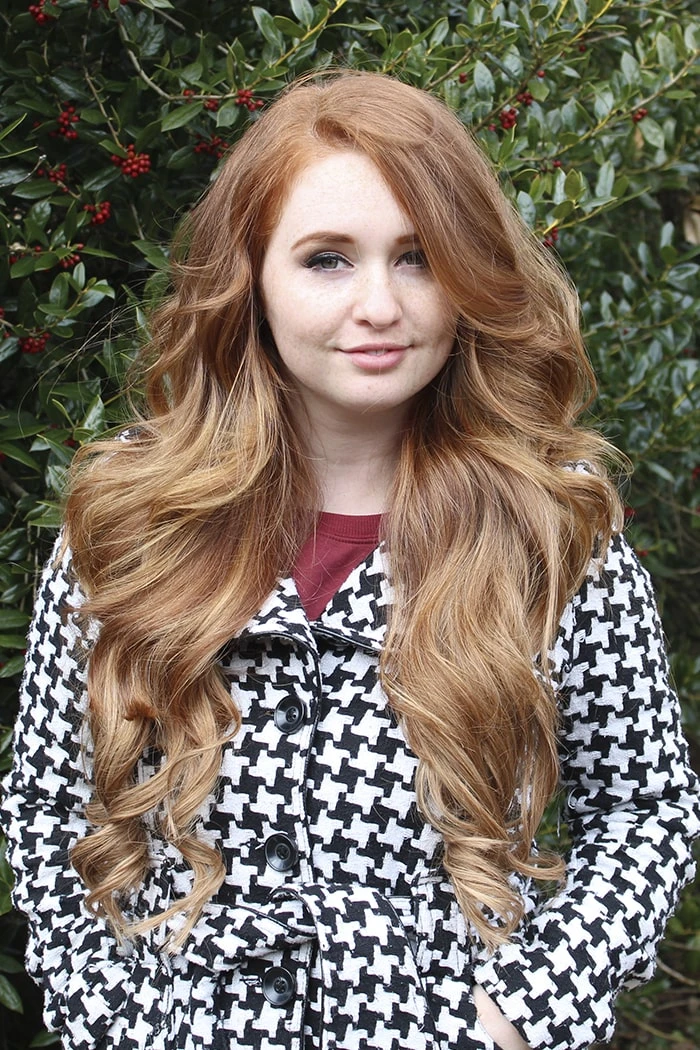 Double Wefted Full Head Clip In Hair Extensions - Cinnamon Swirl Balayage - Image 4