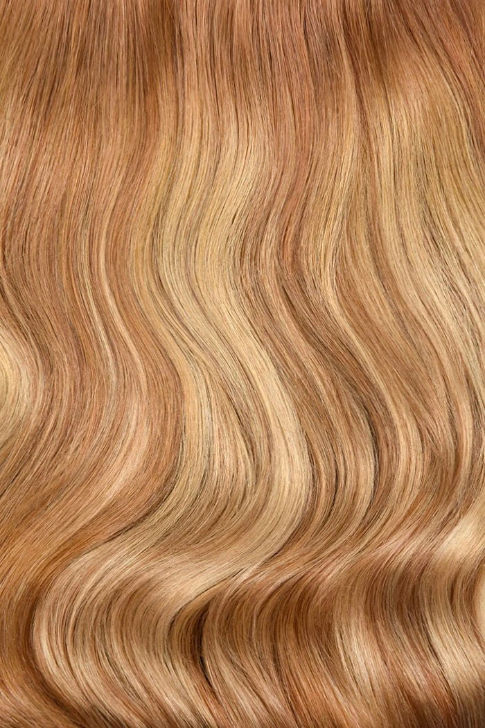 Double Wefted Full Head Clip In Hair Extensions - Cinnamon Swirl Balayage - Image 3