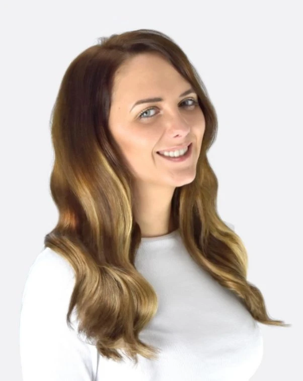 Double Wefted Full Head Chestnut Bronde Balayage Hair Extensions - Image 4