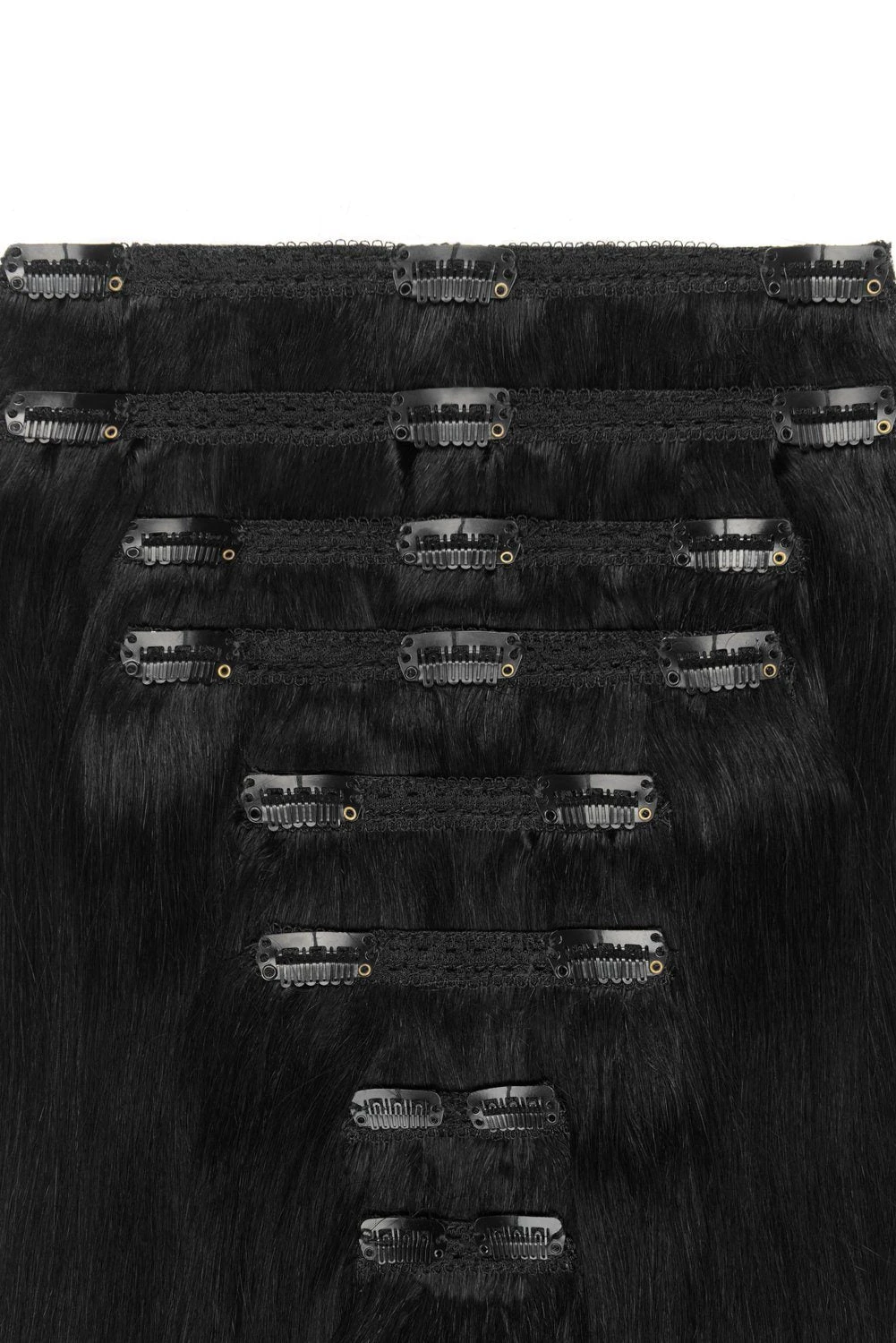 Jet Black (#1) Double Wefted Full Head Clip In Hair Extensions - Image 4