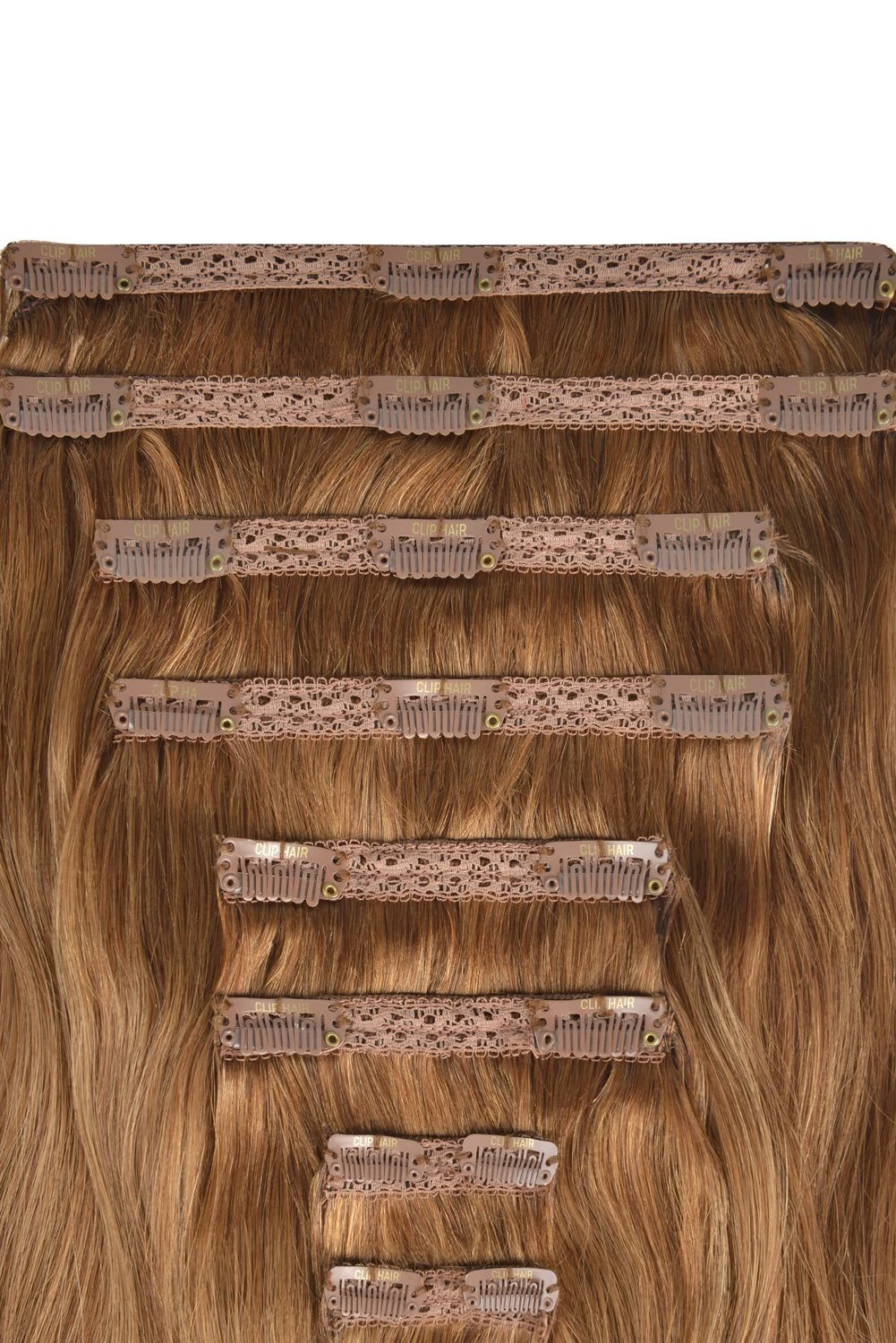 Light Auburn (#30) Double Wefted Full Head Clip In Hair Extensions - Image 2