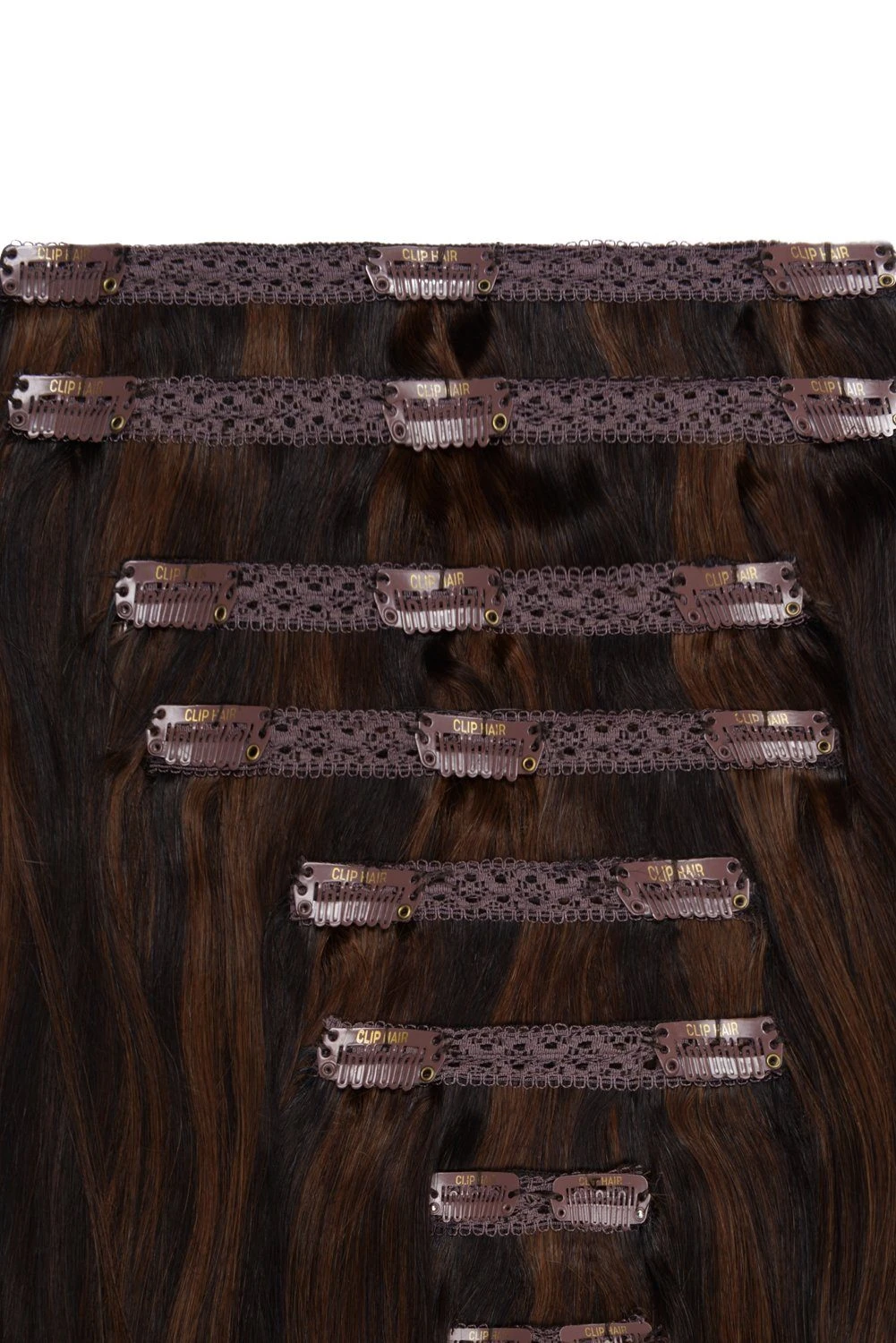 Espresso Melt (#2/4/6) Double Wefted Full Head Clip In Hair Extensions - Image 2