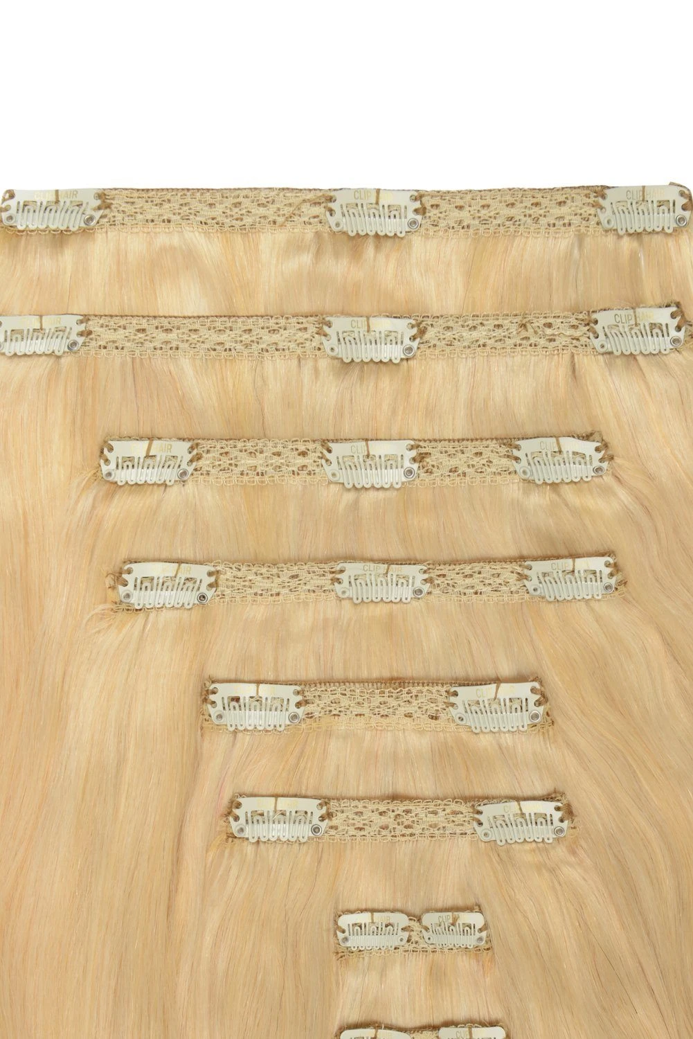 Double Wefted Full Head Remy Clip In Human Hair Extensions - Creamy Blonde (#22/613) - Image 2