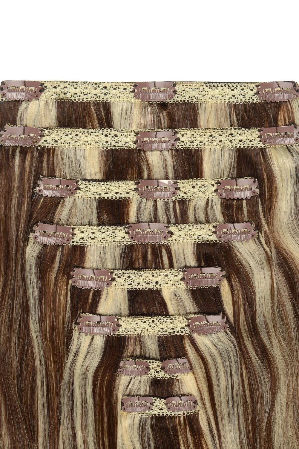Cookies & Cream (#4/613) Double Wefted Full Head Clip In Hair Extensions - Image 2