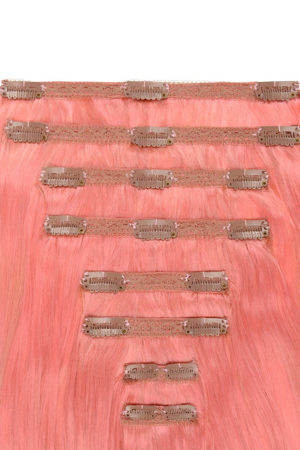 Double Wefted Full Head Remy Clip In Human Hair Extensions - Pink - Image 2