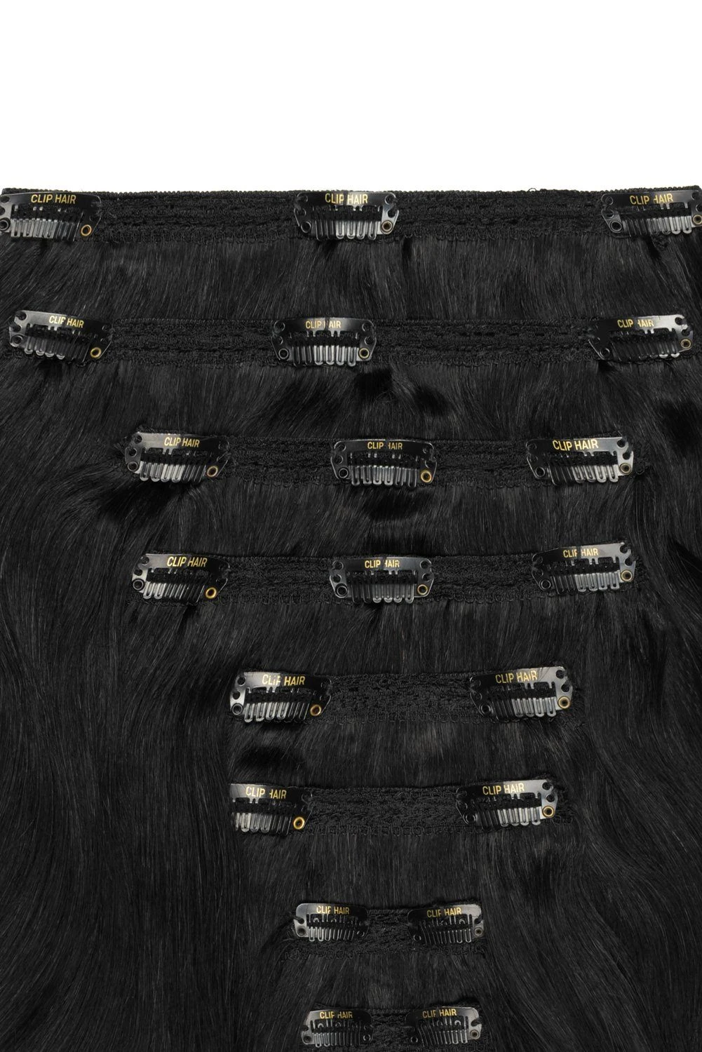 Double Wefted Full Head Remy Clip In Human Ombre Hair Extensions - Silver Black Ombre (#T1B/SG) - Image 2