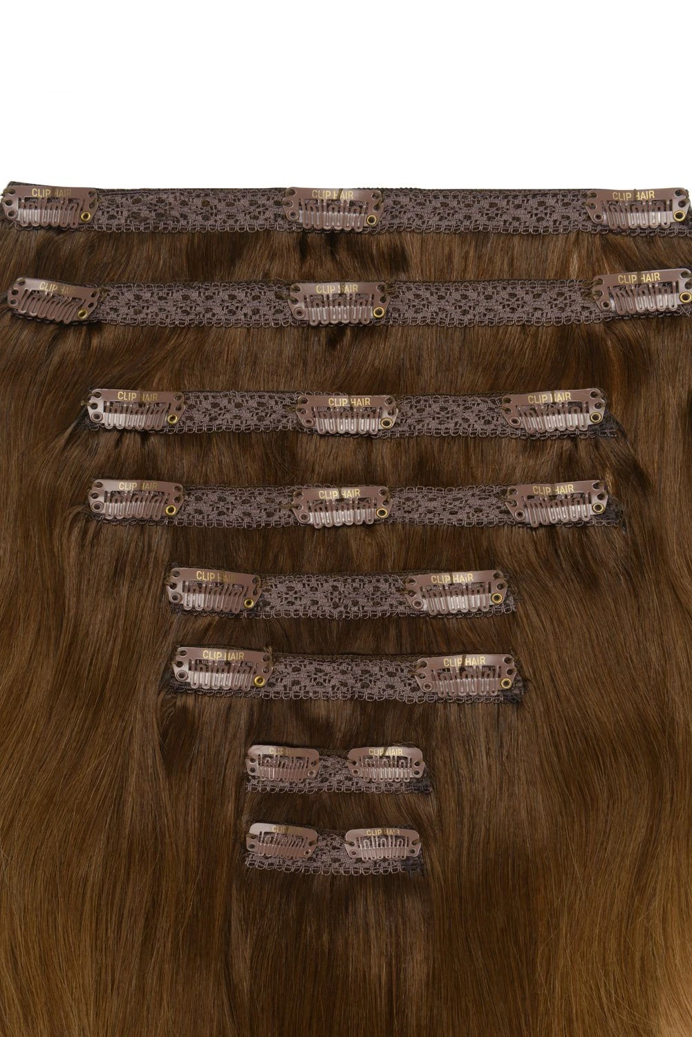 Double Wefted Full Head Remy Clip In Human Hair Extensions - Toffee Honey Ombre (#T6/27) - Image 2