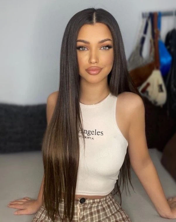 Double Wefted Full Head Espresso Melt Balayage Clip In Hair Extensions - Image 4