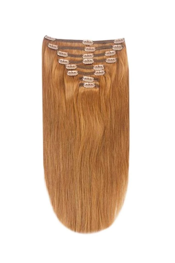 Full Head Remy Clip In Human Hair Extensions - Autumn Spice (#30B)