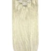 Ice Blonde Double Drawn Seamless Clip In Hair Extensions
