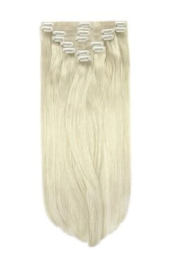 Ice Blonde Double Drawn Seamless Clip In Hair Extensions