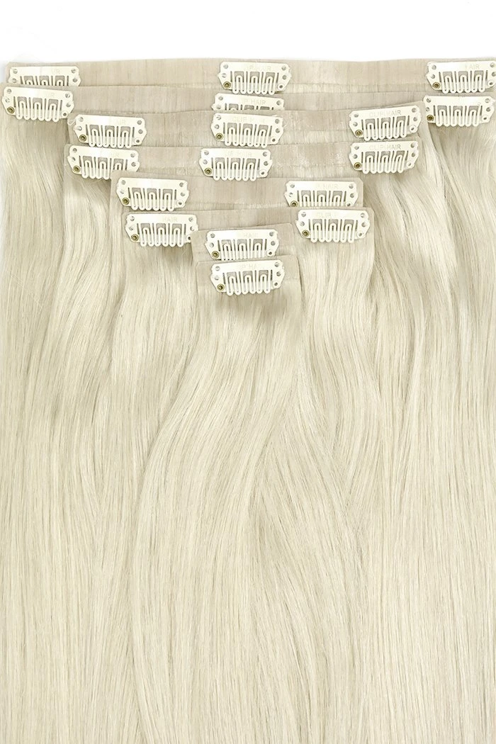 Ice Blonde Double Drawn Seamless Clip In Hair Extensions - Image 3