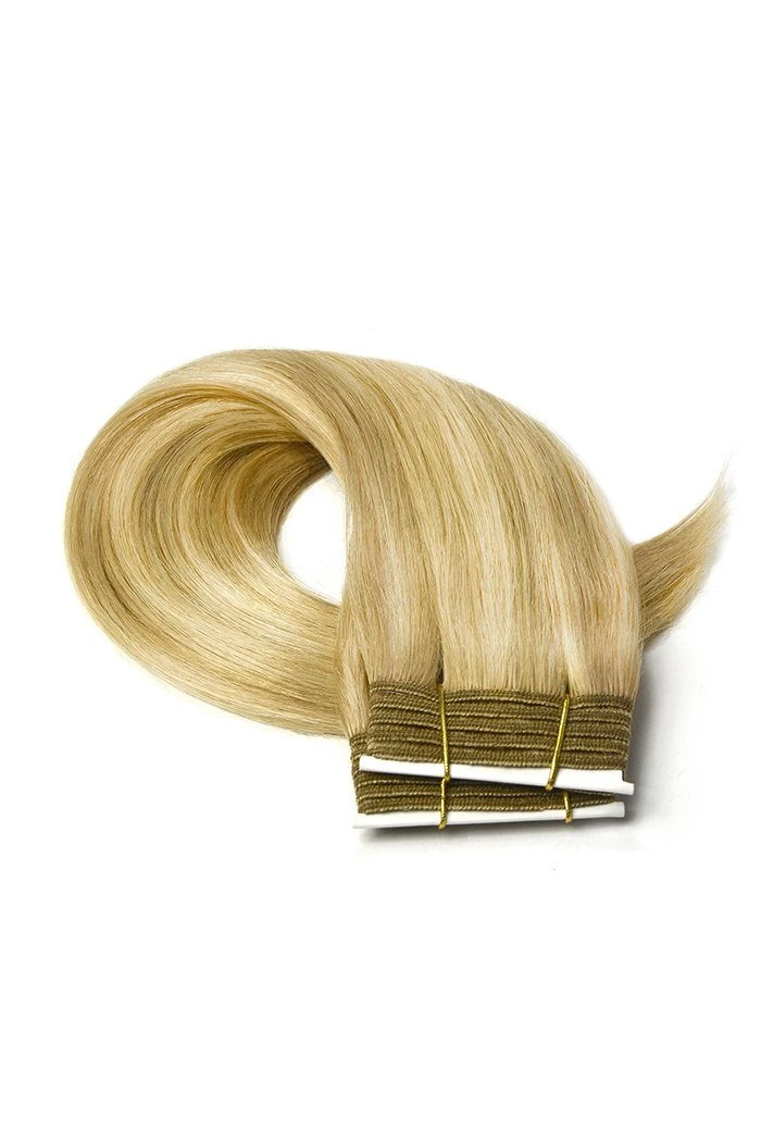 Remy Human Hair Weft/Weave Extensions - Lightest Brown/Light Ash Blonde Mix (#18/22) - Image 2