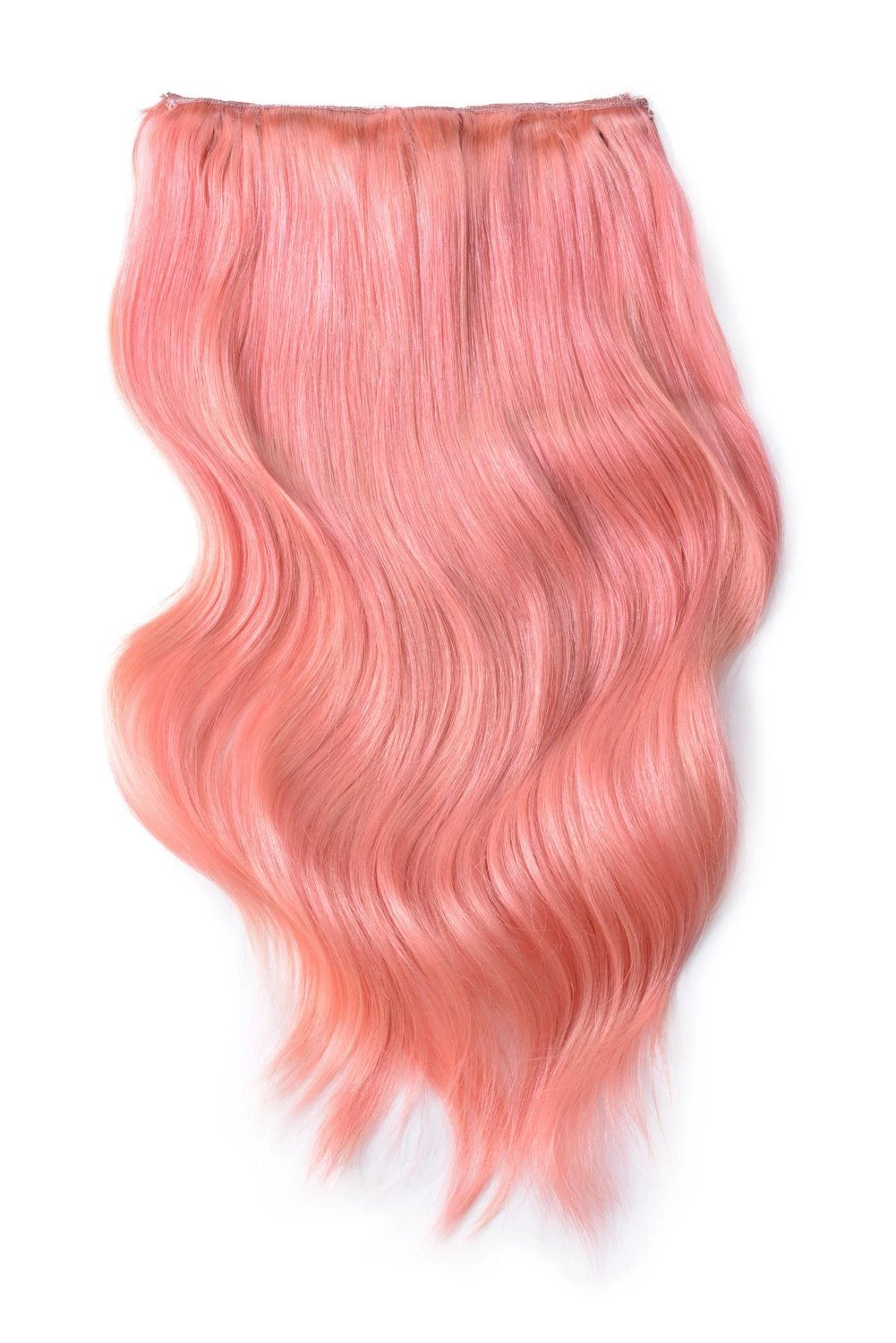 Double Wefted Full Head Remy Clip In Human Hair Extensions - Pink