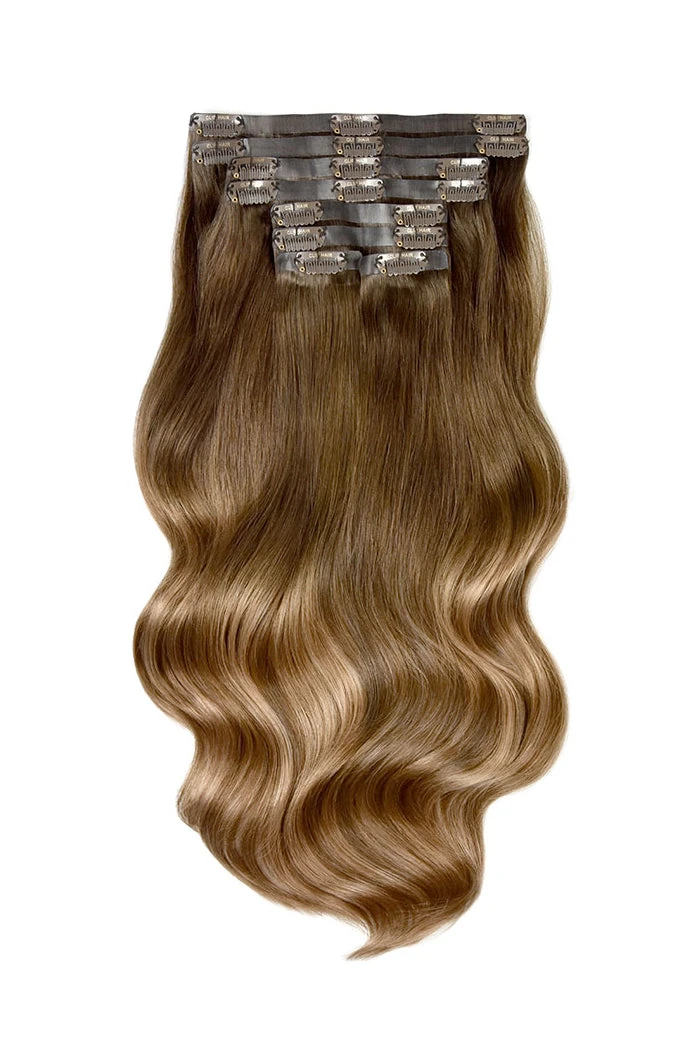 Soft Bronze Balayage Double Drawn Seamless Clip In Hair Extensions - Image 3