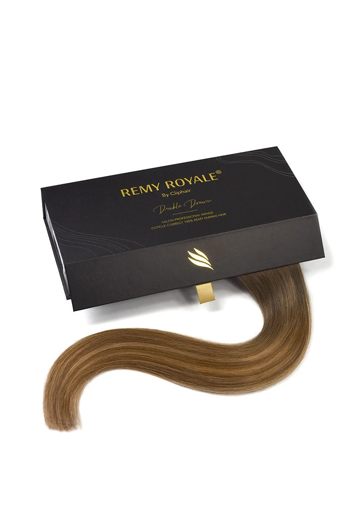 Soft Bronze Balayage Double Drawn Seamless Clip In Hair Extensions - Image 4