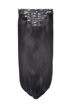 Jet Black (#1) Double Drawn Seamless Clip In Hair Extensions
