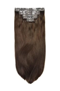 Medium Brown (#4) Double Drawn Seamless Clip In Hair Extensions